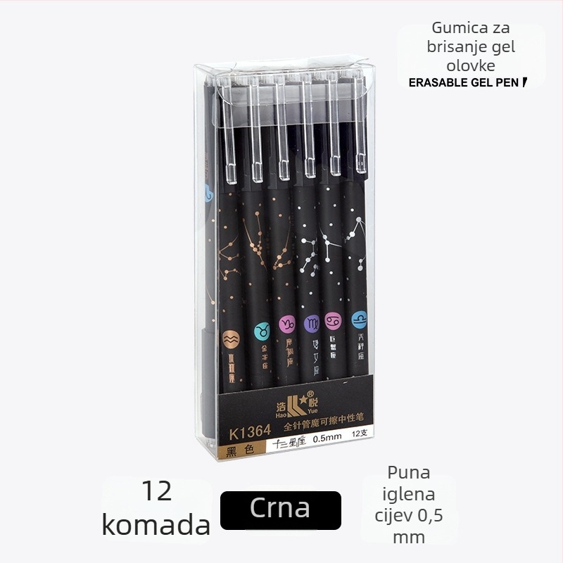 Gel pero crno-plavo, 0,5 mm, metalno tijelo, potpisno pero za učenike osnovne škole