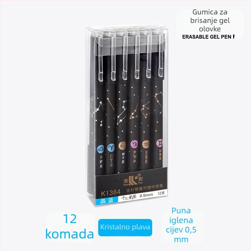 Gel pero crno-plavo, 0,5 mm, metalno tijelo, potpisno pero za učenike osnovne škole