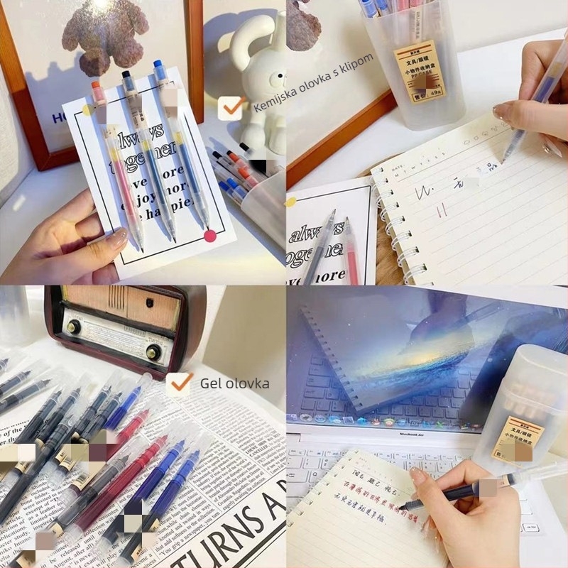 16-dijelni set gel olovaka u japanskom stilu, 0,5 mm, s ugrađenim punjenjem tinte