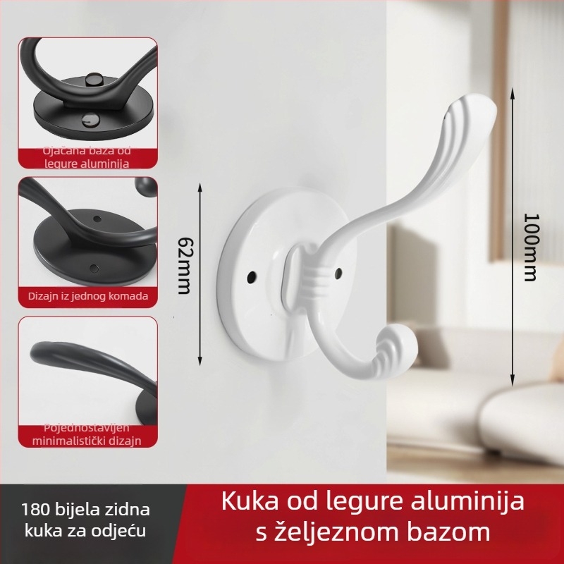 Zidni držač kaputa za ulaz i garderobu, bez bušenja, jedan držač