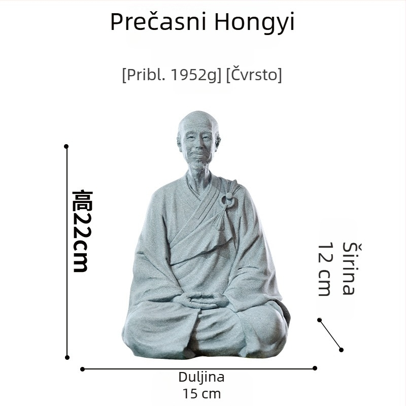 Budistička statua Majstora Hongyi Li Shutonga – skulptura od smole s efektom pijeska, kineski zen za studij i kućnu dekoraciju