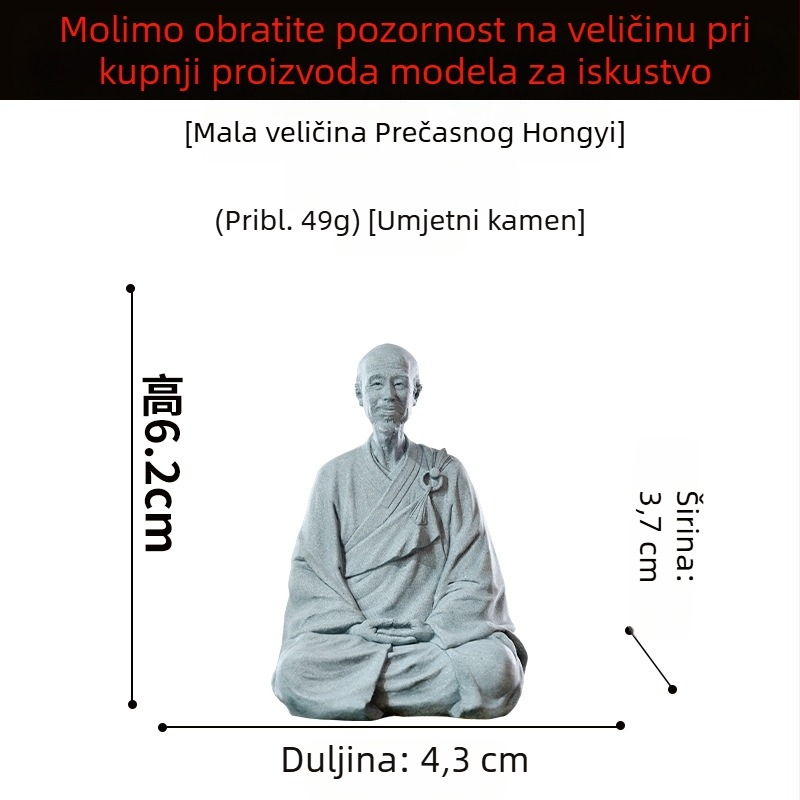 Budistička statua Majstora Hongyi Li Shutonga – skulptura od smole s efektom pijeska, kineski zen za studij i kućnu dekoraciju