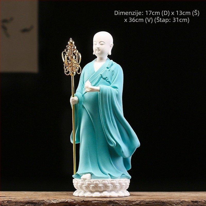 Stojeći Ksitigarbha Bodhisattva, bijela porcelanska figura u klasičnom kineskom stilu
