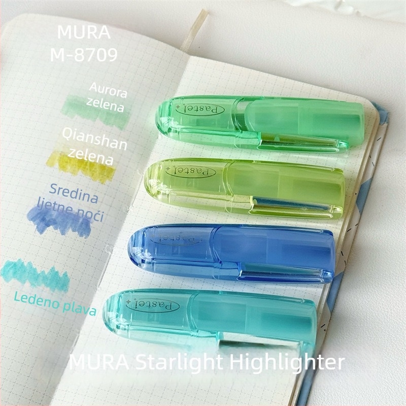 Mule 8709 fluorescencijski marker, kosi vrh 0,5 mm, nježne boje, zaštita očiju, otporan na razmazivanje i habanje, za učenike