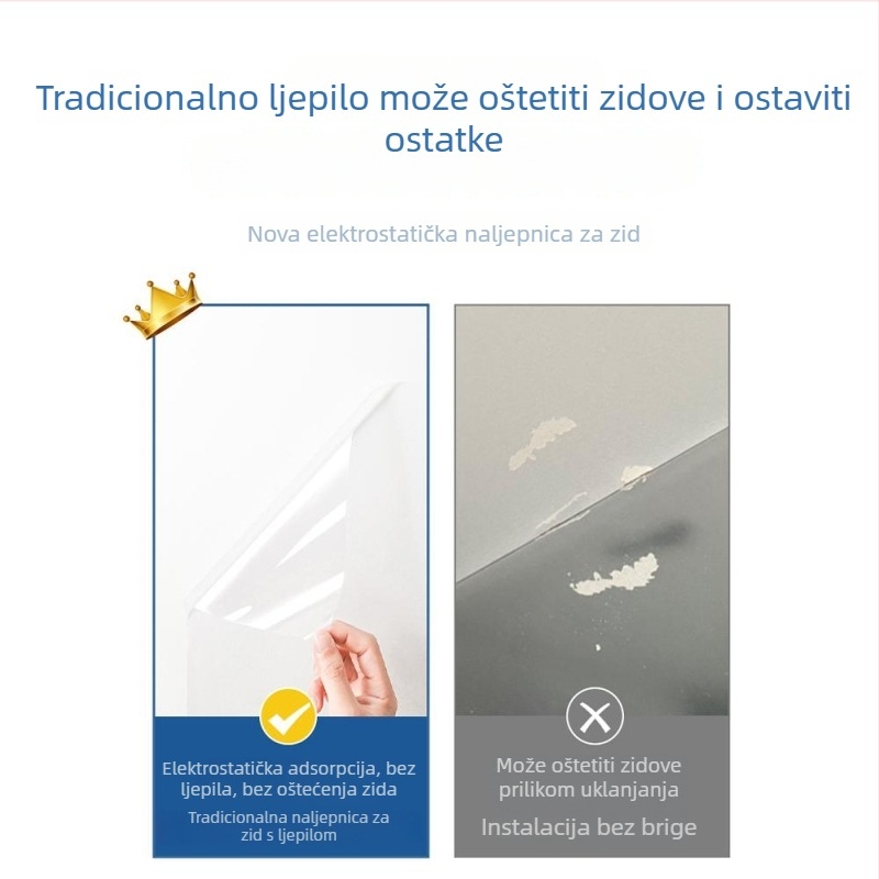 Prozirna samoljepljiva zaštitna folija za zidove protiv ogrebotina uzrokovanih mačkama; pogodna za zidove premazane latexom; vodootporna i otporna na prljavštinu.