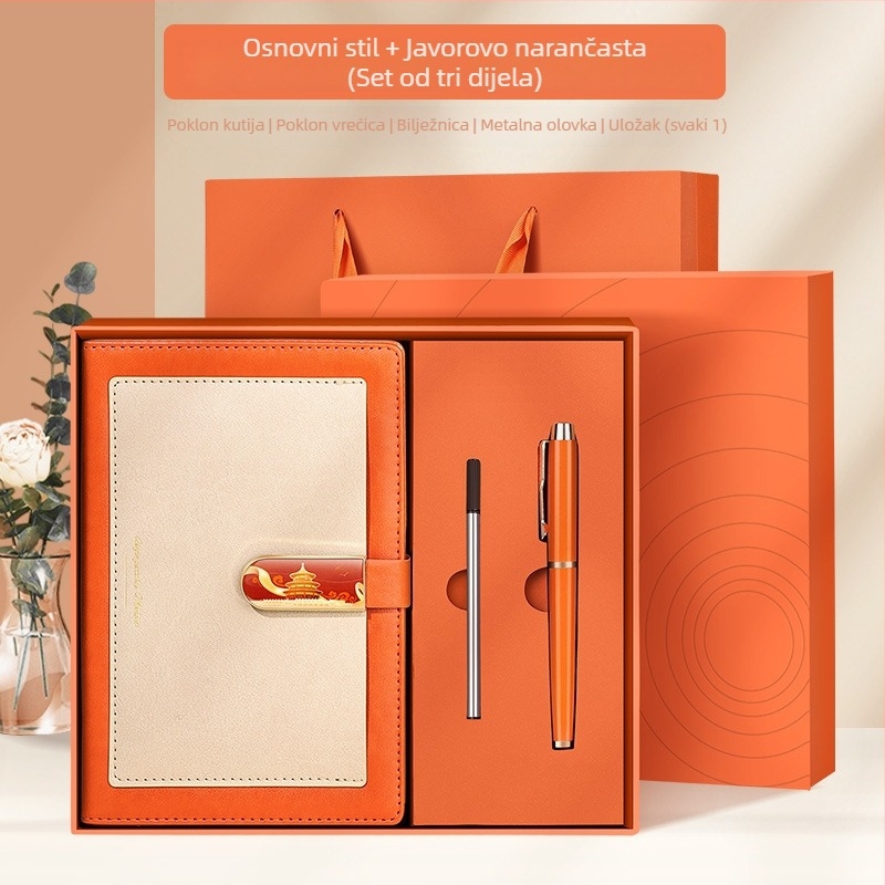 Suvenir kutija s poklonima, set poslovne bilježnice, knjižni oznaka i USB flash disk — prilagodljiv poklon za klijente i nastavnike