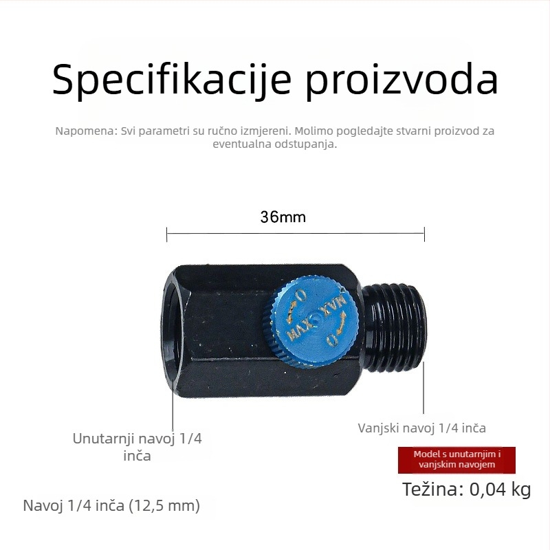 Pneumatski alat – regulator brzine, priključak za pneumatsku bušilicu/šlajfu, kontrola protoka zraka, zračni ventil