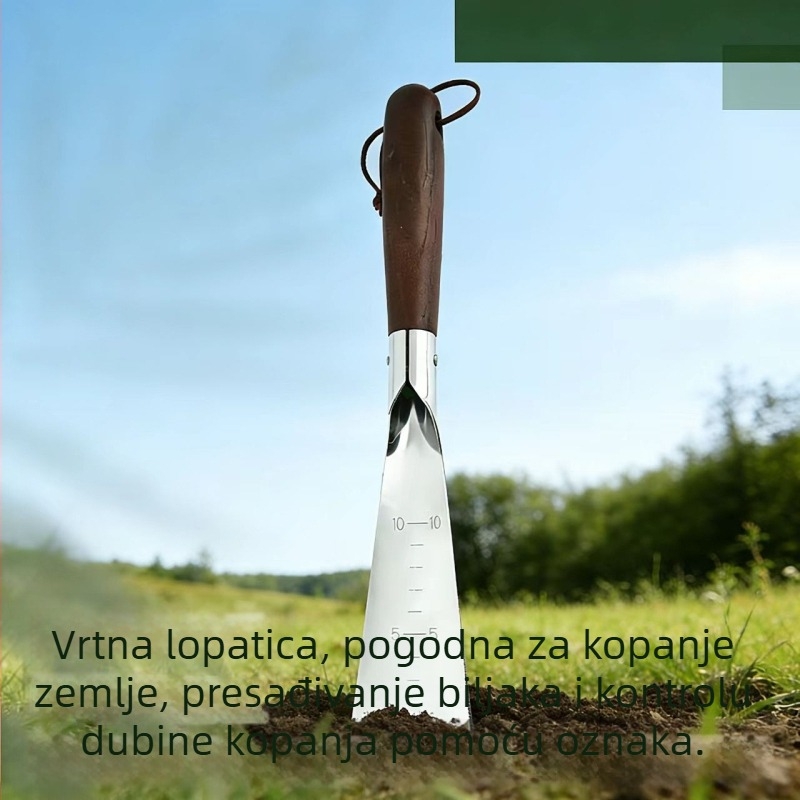 Lopatica za vrt s nehrđajućeg čelika za sadnju cvijeća i povrća, kopanje tla i uklanjanje korova