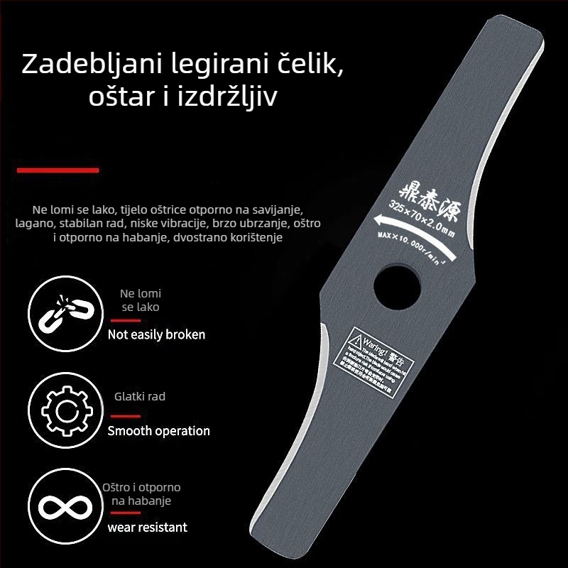 Benzinska kosilica — debeli zakrivljeni nož, manganovo čelik, otporan na kamenje
