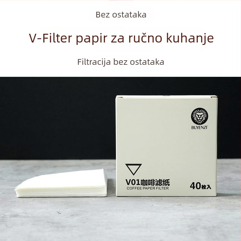 Kavni filter V60, konični papir za filtriranje, filter za kapanje kave, 100 kom, bijeli, bez mirisa, tip 02