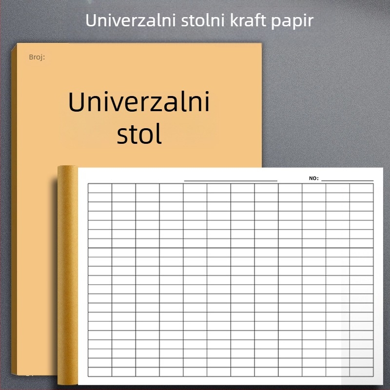 Bilježnica s praznim obrascima na kraft papiru, debela verzija, za računovodstvo