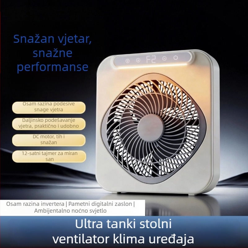 USB punjivi stolni ventilator za studentski dom i ured, kompaktnog dizajna s 3 lopatice, BLDC motor, ugrađena baterija, USB punjenje, tih rad