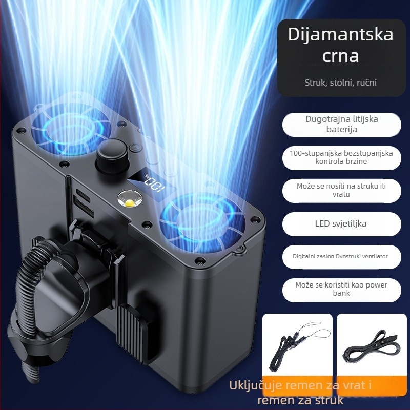 Ventilator za pojas za vanjsku upotrebu – kompaktni prijenosni klima uređaj s dvostrukim mlaznicama