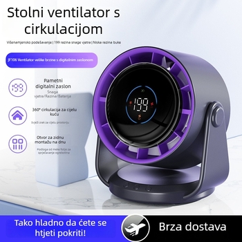 Novi ventilator za cirkulaciju zraka s USB napajanjem, tih kompaktni stolni ventilator za ured i studentski dom, prenosiv