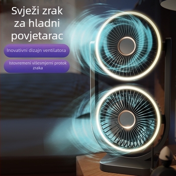 Novi stolni ventilator s dvije lopatice, USB, prenosiv, dvostruki protok zraka za ured i studentski dom