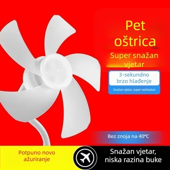 2025 novi stolni ventilator s pet lopatica, energetski učinkovit, tih, podesiv 360°