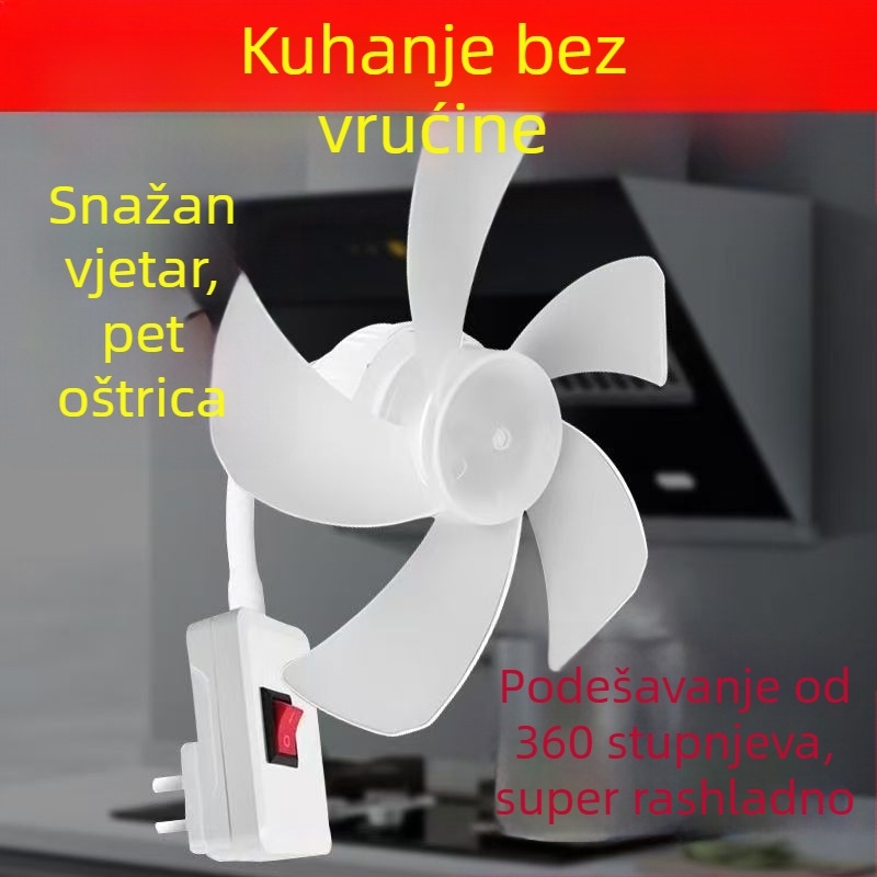 2025 novi stolni ventilator s pet lopatica, energetski učinkovit, tih, podesiv 360°