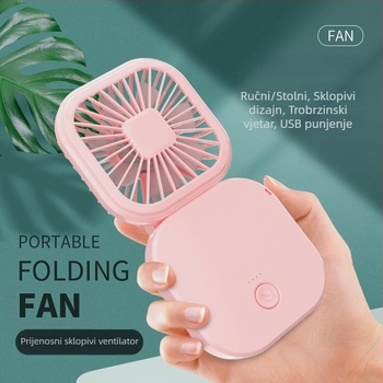 Sklopivi prijenosni mini USB ventilator, ručni i stolni ventilator s ugrađenom baterijom