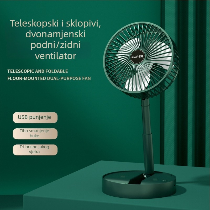 Stolni sklopivi teleskopni ventilator s USB napajanjem – za kuću, ured i na otvoreno