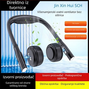 Ventilator za vrat s magnetskim držačem, tih, USB punjenje, sklopiv i prijenosan za vanjske sportove