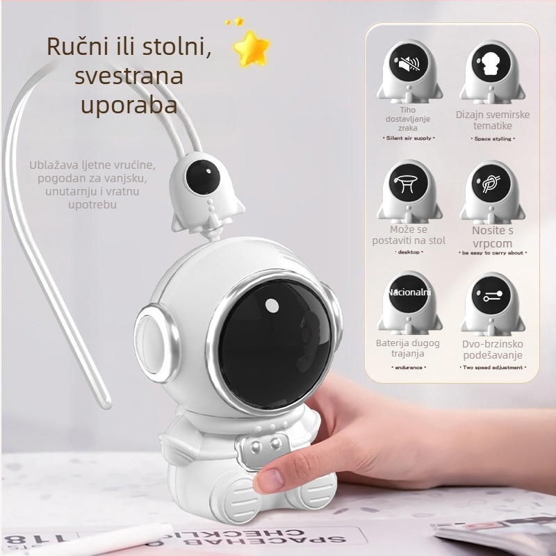 Maokai ventilator za vrat bez lopatica, mini USB punjiva, prenosni s narukvicom, svemirski dizajn, odličan dar studentima i djeci
