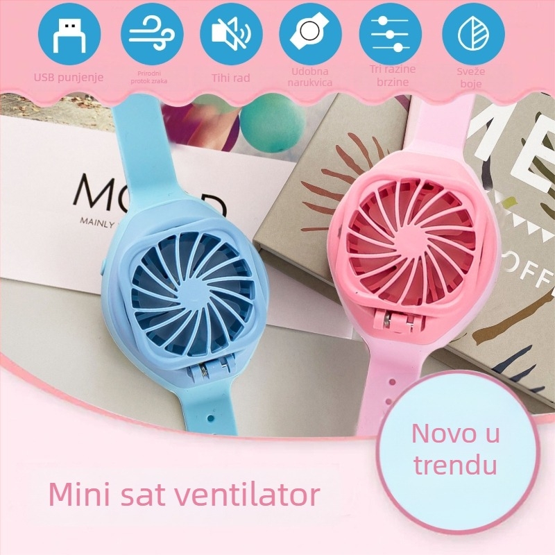 Nova narukvica ventilator u obliku sata, USB punjenje, za vanjsku upotrebu, dječja igračka