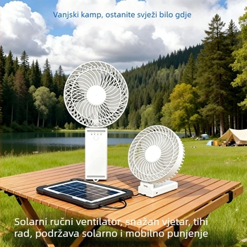 6-inčni solarni prijenosni USB ventilator za vanjsku upotrebu, sklopni