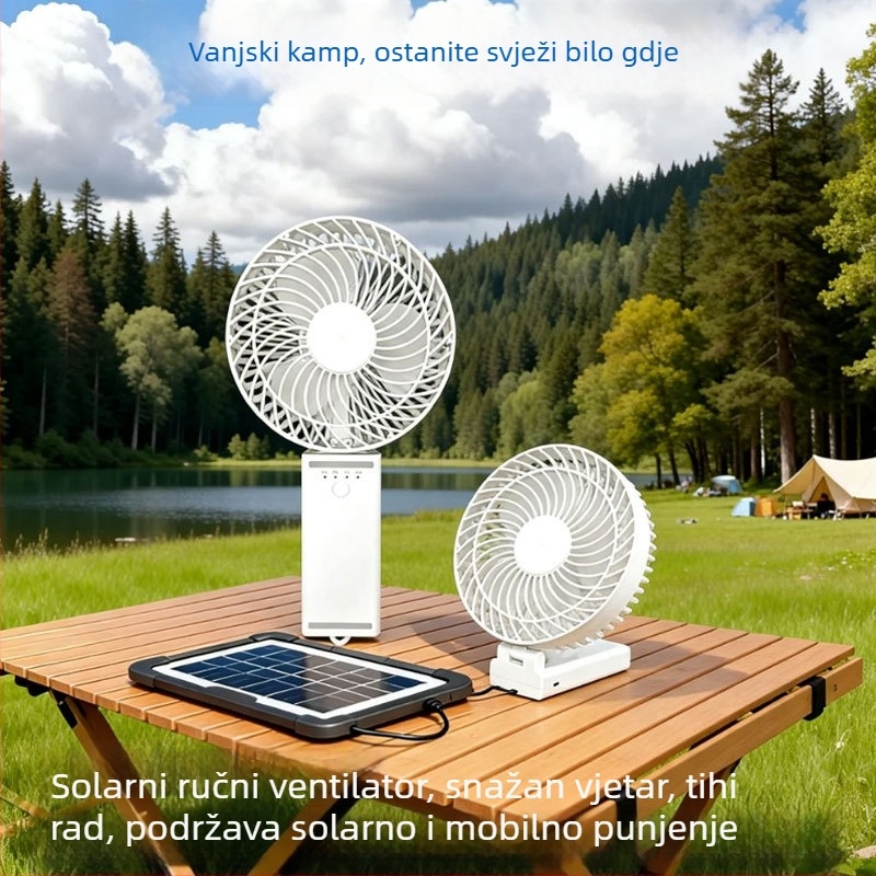 6-inčni solarni prijenosni USB ventilator za vanjsku upotrebu, sklopni
