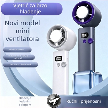 Prijenosni ručni ventilator s USB punjenjem, turbina visokih brzina, 100 brzina, hlađenje zraka