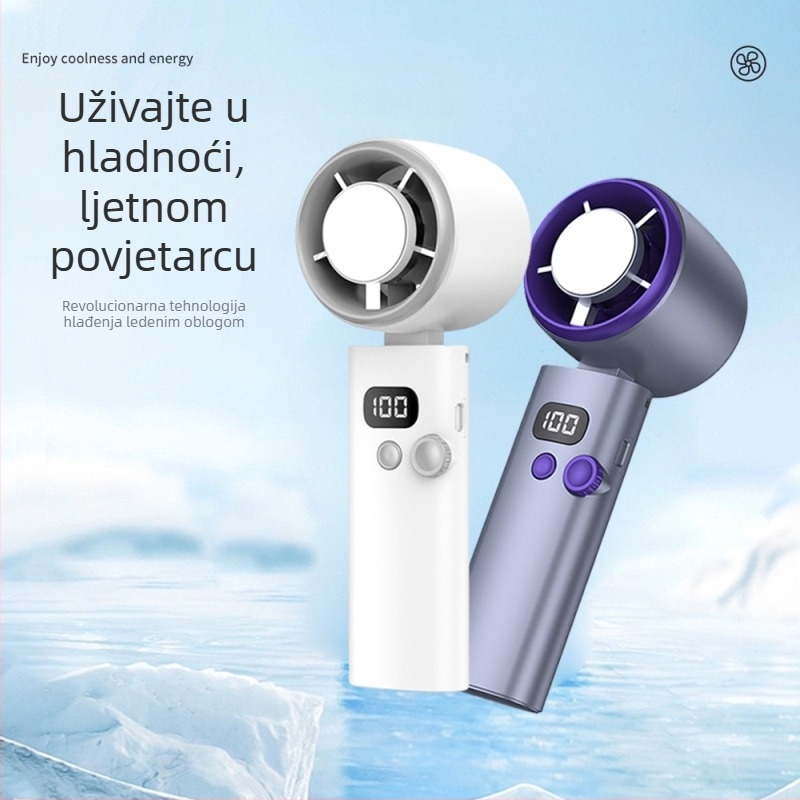 Prijenosni ručni ventilator s USB punjenjem, turbina visokih brzina, 100 brzina, hlađenje zraka