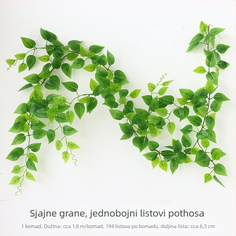 Lažni bršljan s listovima loze i zelenim lišćem – dekorativna loza s plastičnim cvjetovima