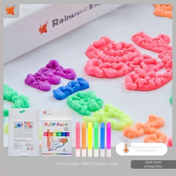 Popcorn olovka 3D mjehurići DIY grafiti akrilne boje, 10 ml, set od 6 boja