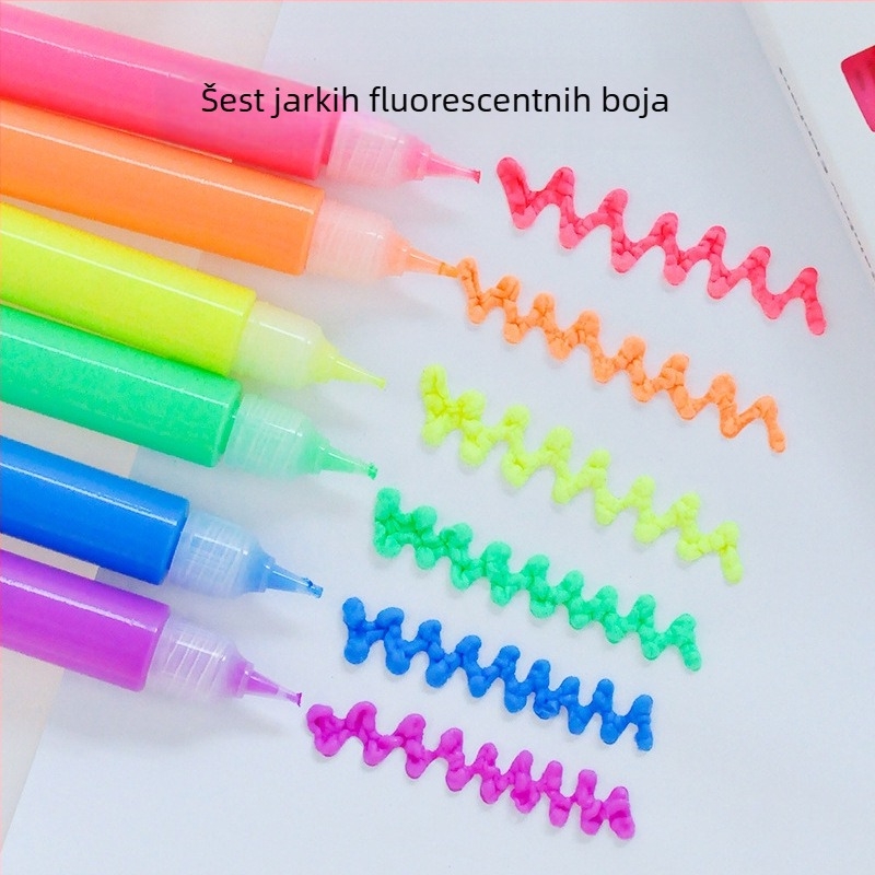 Popcorn olovka 3D mjehurići DIY grafiti akrilne boje, 10 ml, set od 6 boja