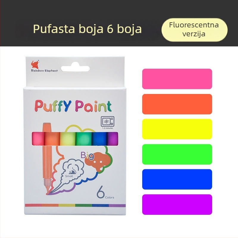 Popcorn olovka 3D mjehurići DIY grafiti akrilne boje, 10 ml, set od 6 boja