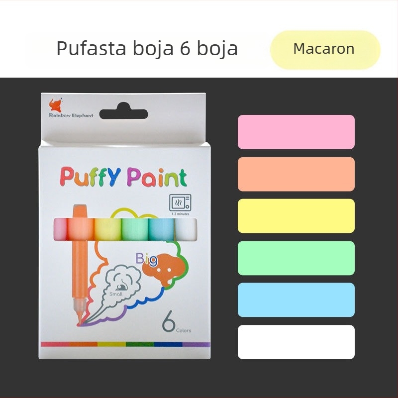 Popcorn olovka 3D mjehurići DIY grafiti akrilne boje, 10 ml, set od 6 boja