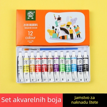 Gouache set 12 boja za početnike – kutija za skiciranje