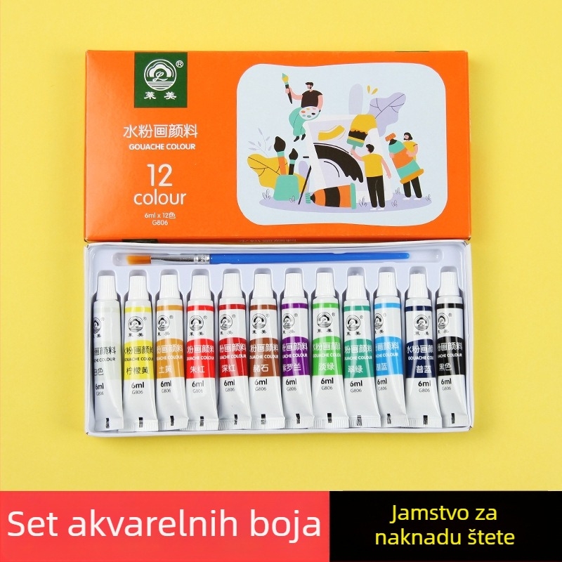 Gouache set 12 boja za početnike – kutija za skiciranje