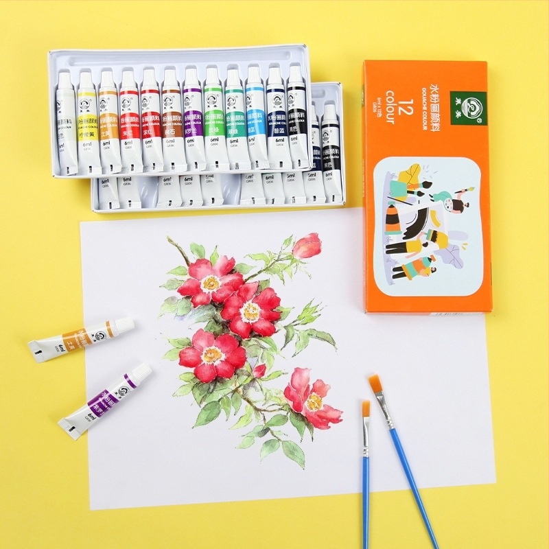 Gouache set 12 boja za početnike – kutija za skiciranje