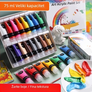 Set akrilnih boja u maloj kutiji za DIY slikanje i graffiti na cipelama, cijevi od 75 ml, 12 ili 16 boja
