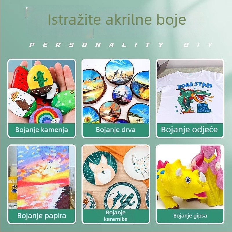 Set akrilnih boja u maloj kutiji za DIY slikanje i graffiti na cipelama, cijevi od 75 ml, 12 ili 16 boja