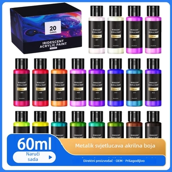 60 ml akrilnih boja, 18 boja, 24 metalna gradijenta, set za studente umjetnosti, ručno izrađeni DIY set