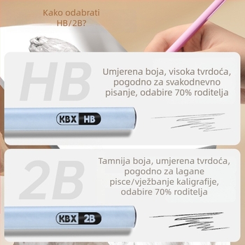 HB trokutasta drvena olovka za učenike osnovne škole, grafit 2B, netoksična za pisanje