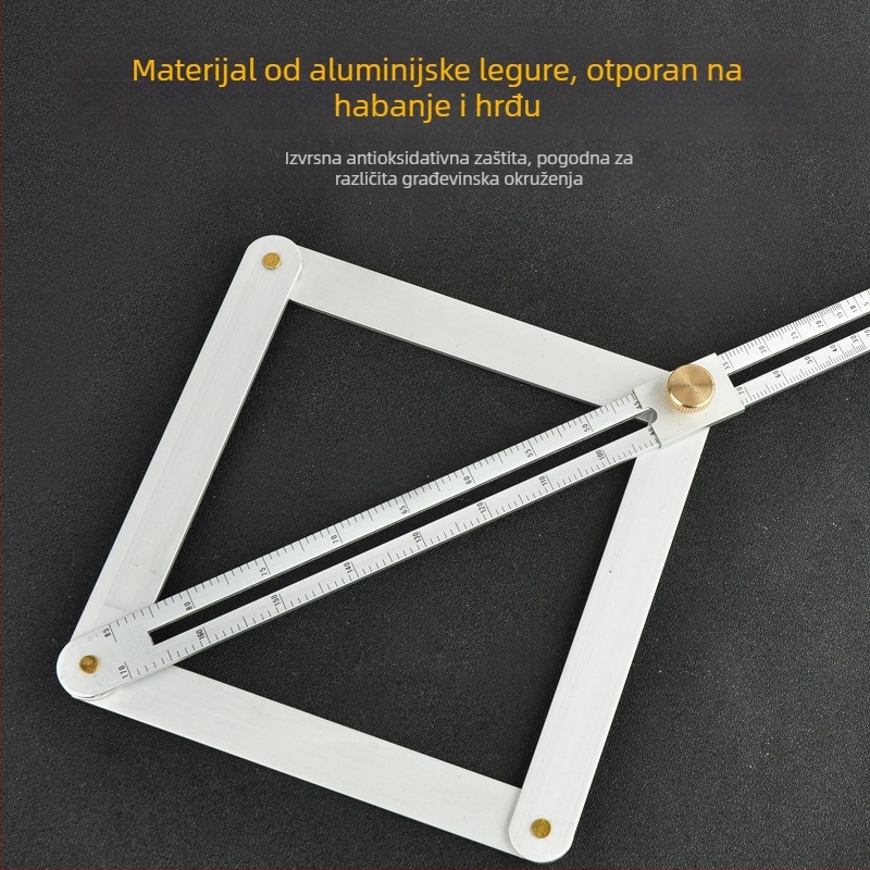Integrirana kutna mjernica za stropne ugradnje i stolarske radove, raspon 0–170°, aluminijska legura