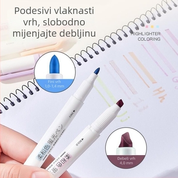 Dvostrani marker s mekim vrhom za bilježnice i studentske bilješke