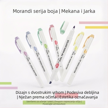Morandi marker za označavanje s zaštitom očiju, šest boja u kompletu, s kosim vrhom, za dnevnik i bilješke, pogodan za učenike i djecu