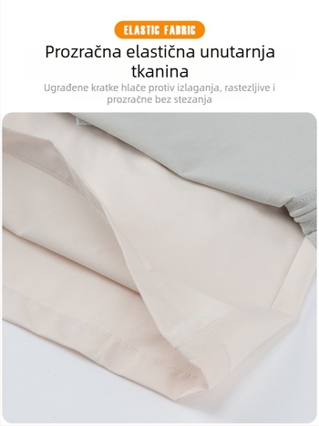 Proljeće 2025. — novi američki casual stil s inspiracijom sportskog radnog odijela: A-linijska mini suknja, visok pas, uski kroj
