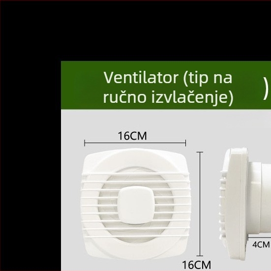 Kupaonski ventilator, snažan i tih, visoke brzine odvod para iz kuhinje, sa staklenim zidom