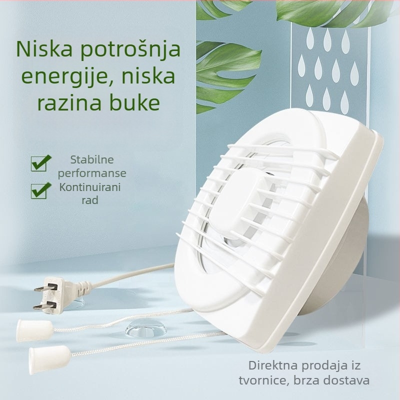 Kupaonski ventilator, snažan i tih, visoke brzine odvod para iz kuhinje, sa staklenim zidom