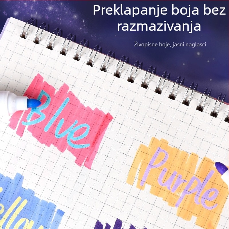 Dvojnokrajni marker visokog kapaciteta, Instagram stil, za bilješke, planer i grafite, zaštita očiju