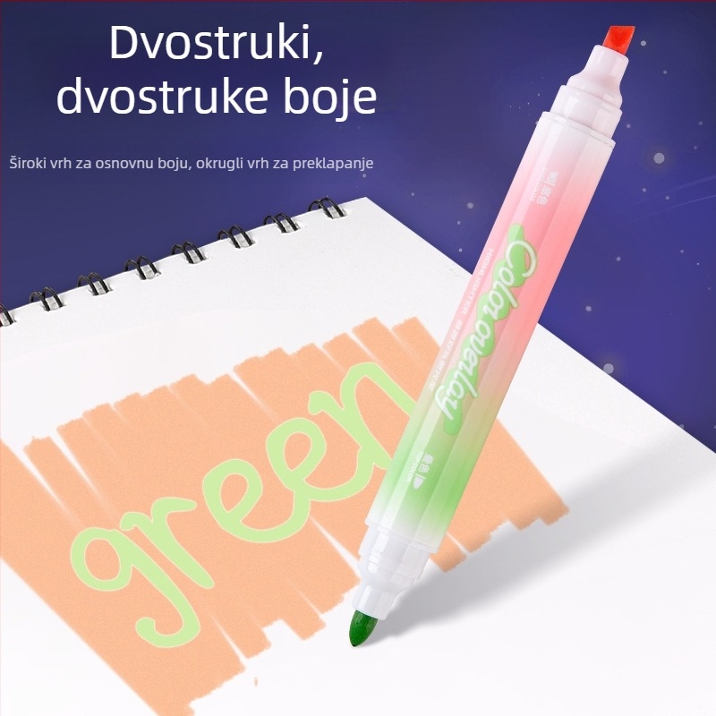 Dvojnokrajni marker visokog kapaciteta, Instagram stil, za bilješke, planer i grafite, zaštita očiju